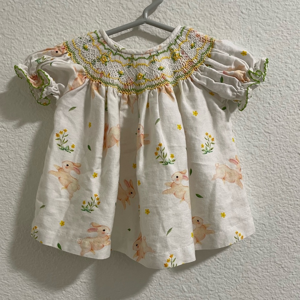 Ruth and Ralph bunny Easter smocked dress